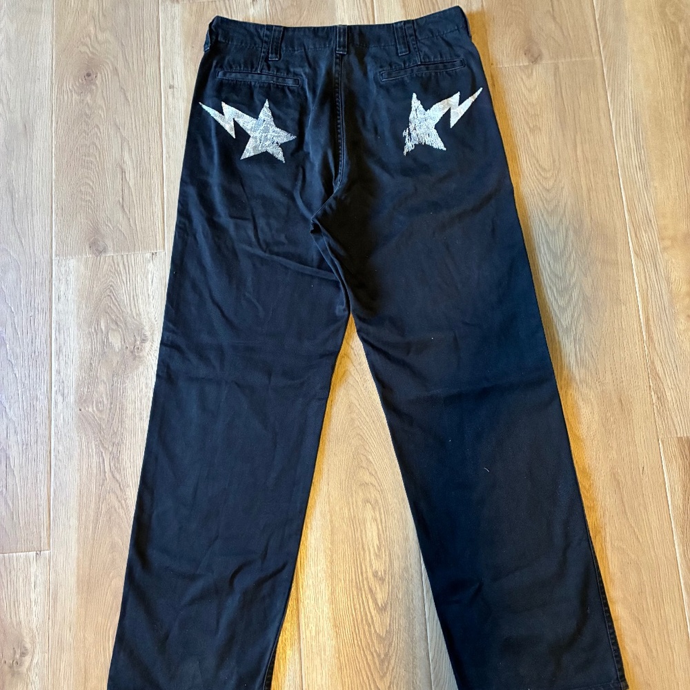 Y2K A Bathing Ape BAPE Star Graphic Black Wash Jeans Women's M 33x30 High Rise